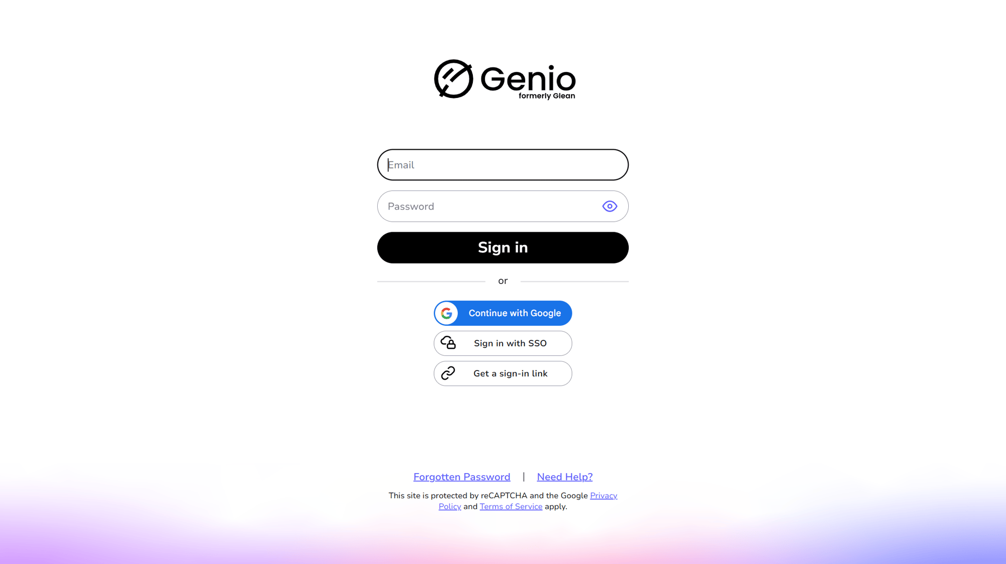 Genio Notes - sign in screen