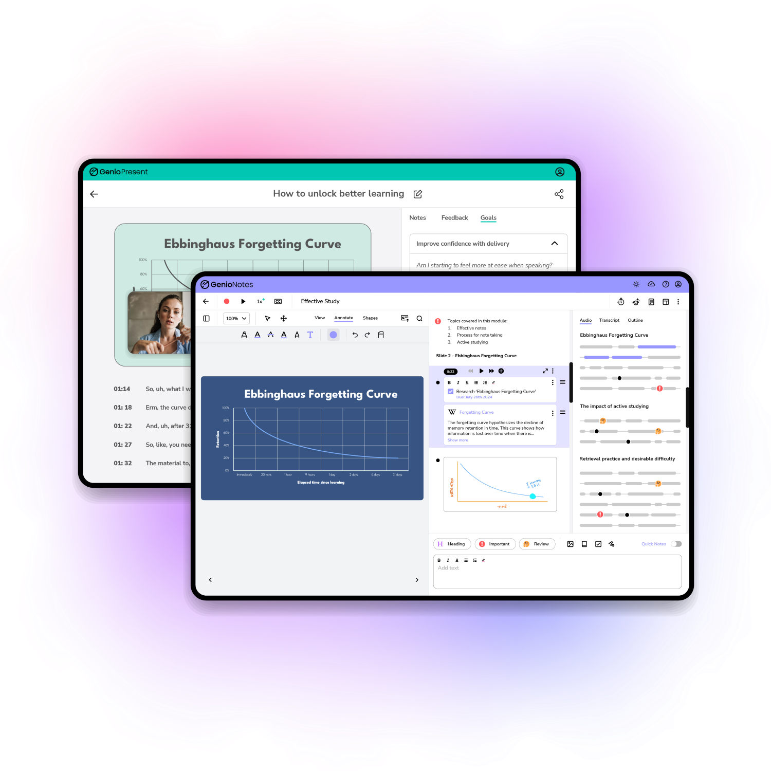 Genio home hero notes & present