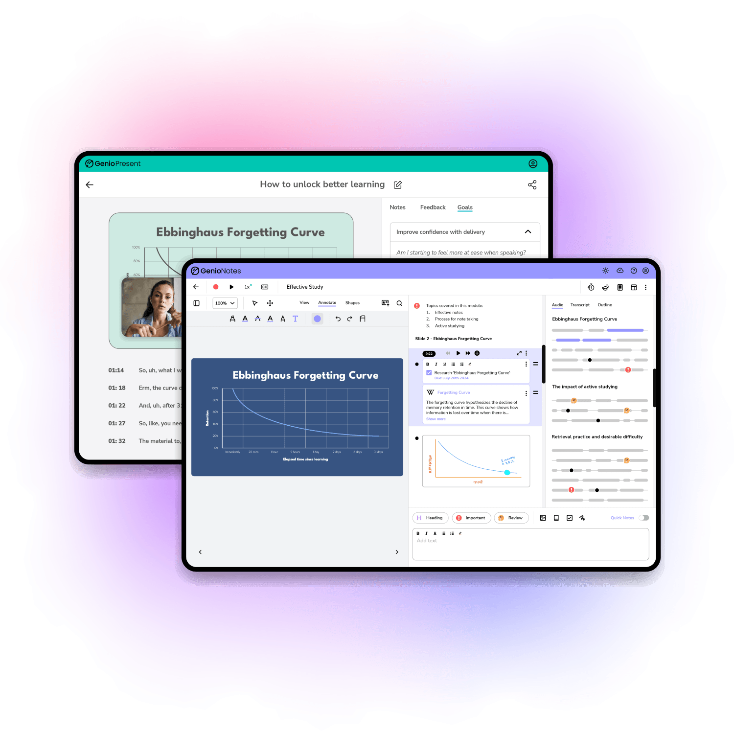 Genio home hero notes & present