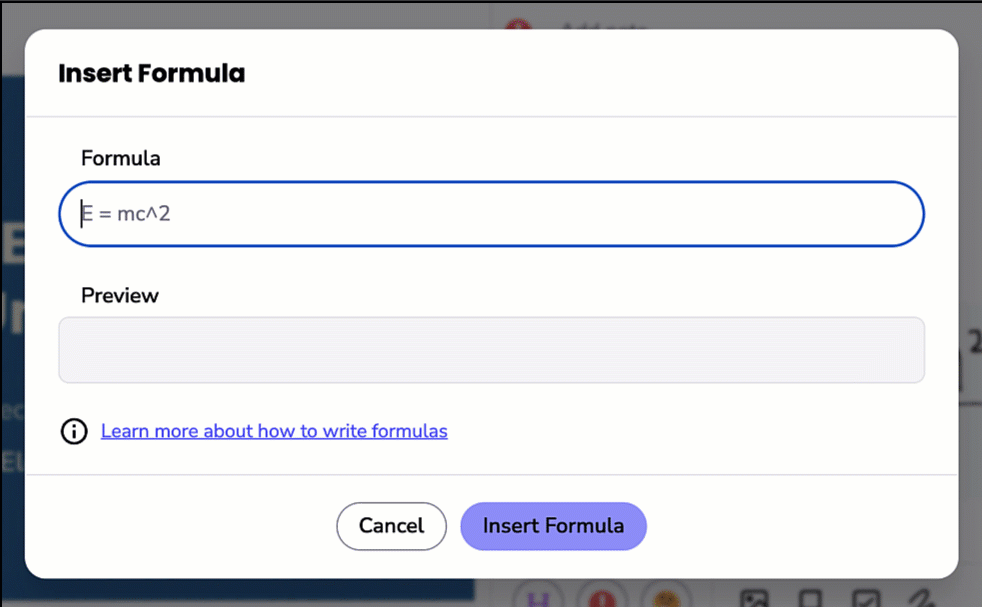 STEM formula support input