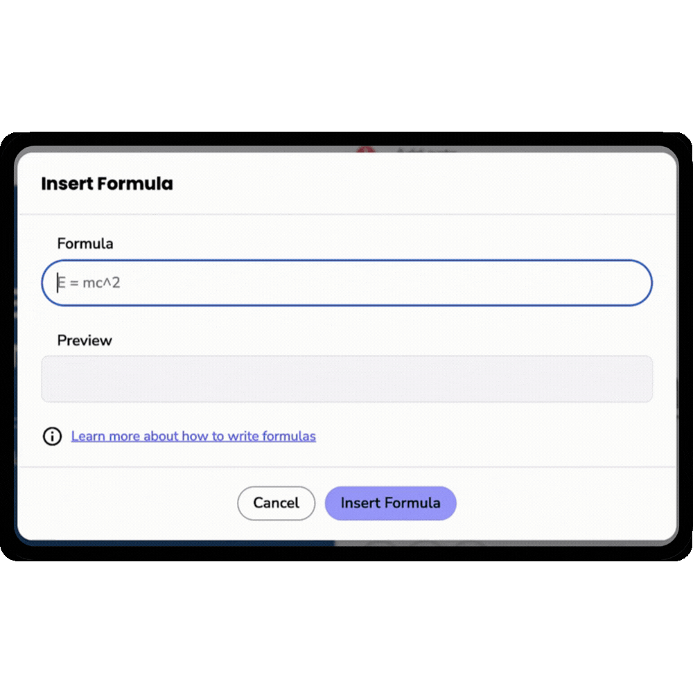STEM support in Genio Notes -  - formula input GIF