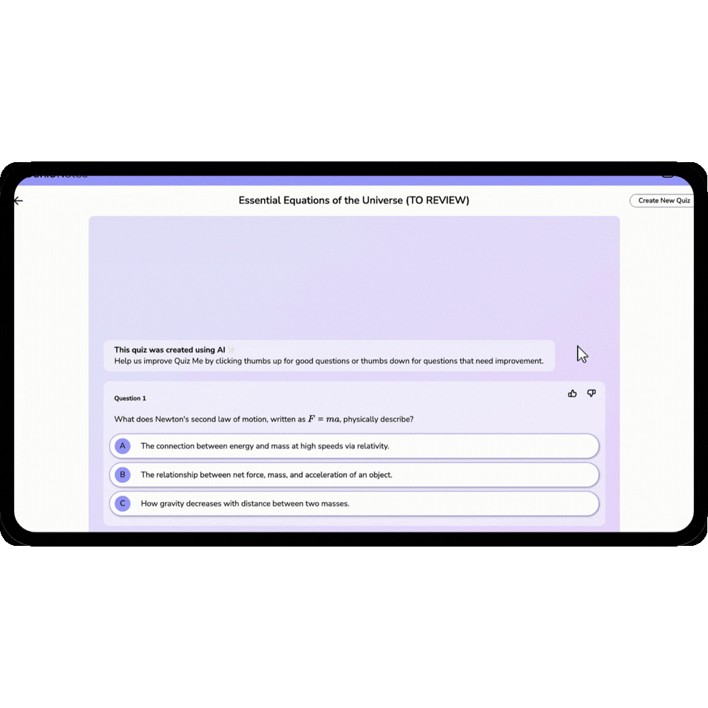 STEM support in Genio Notes - Quiz Me GIF