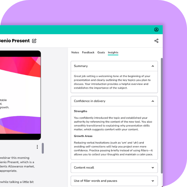 genio present homepage screenshot