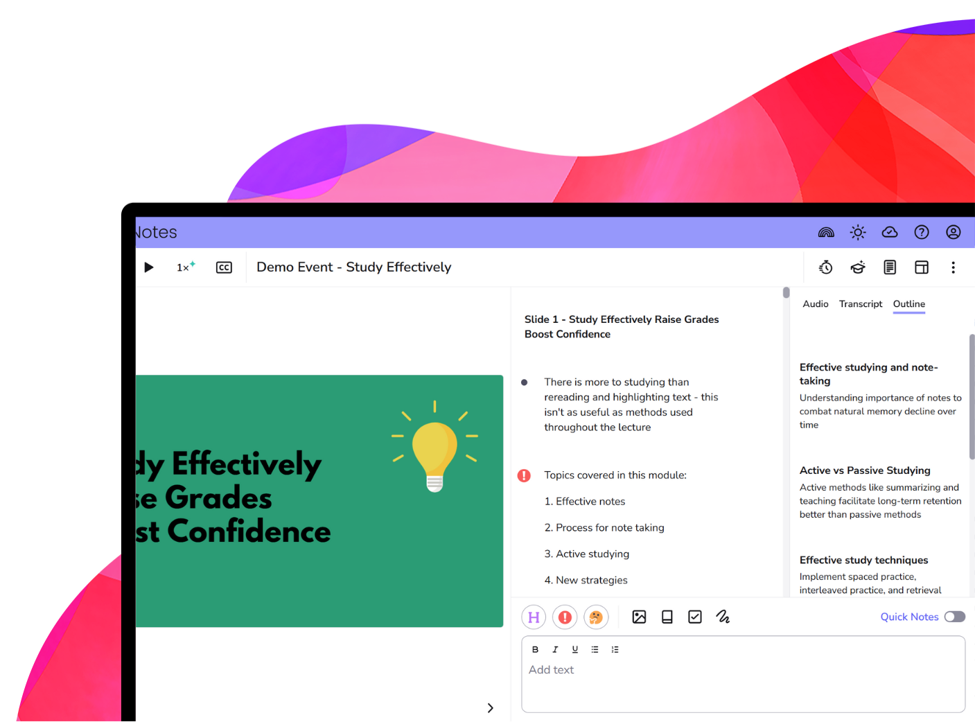 Genio Notes AI Outline hero (desktop)
