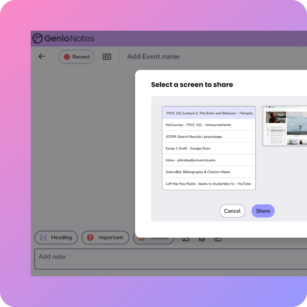 Genio Notes feature - Video Capture & Playback thumbnail