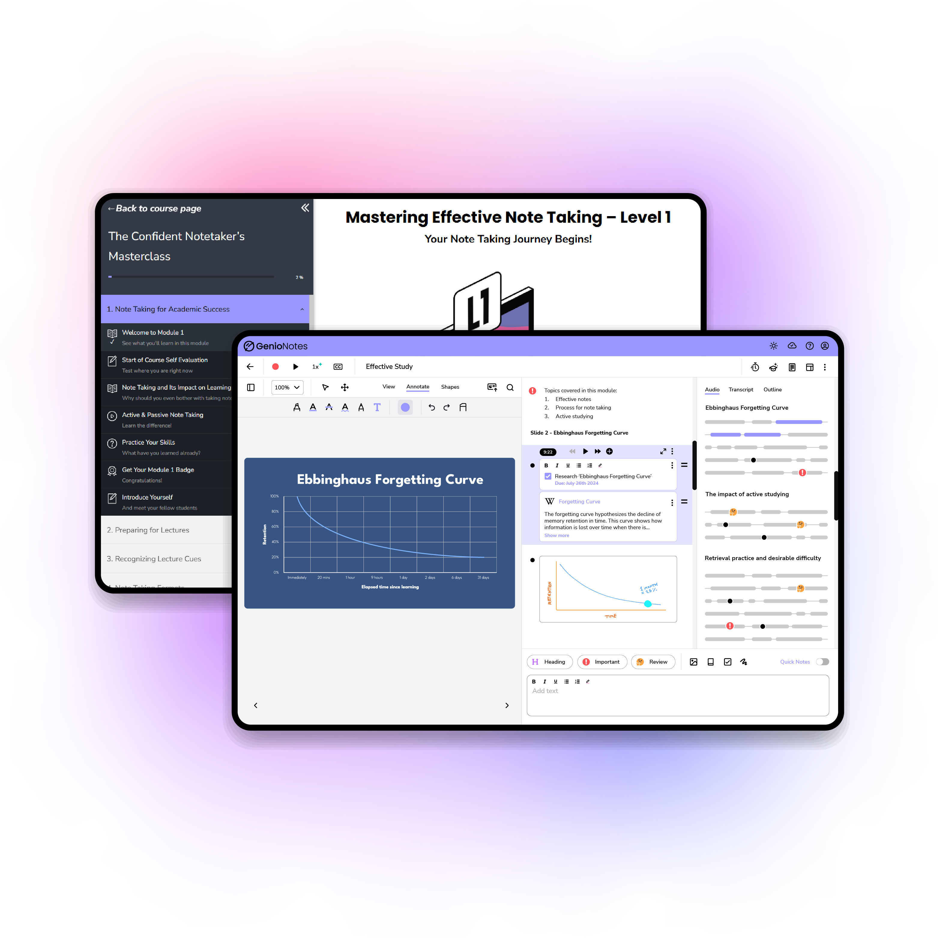 Genio Notes and Course supports active learning