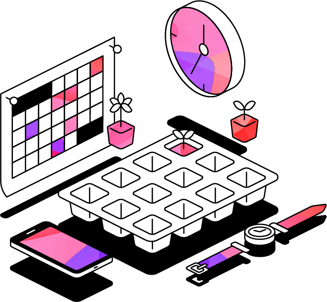 ILL_seedlings cultivate organised calendar time clock plan